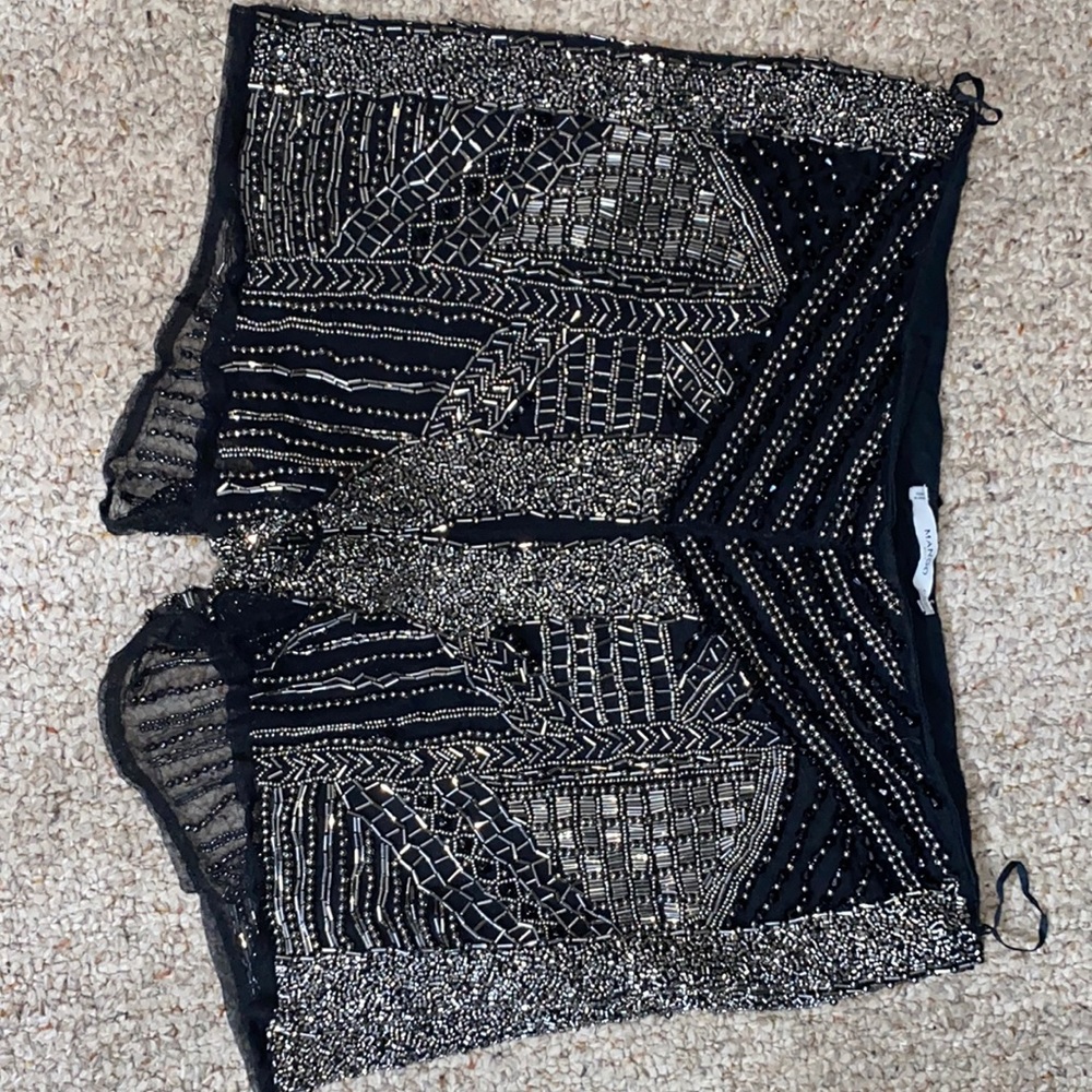 Sequin mini short black and silver